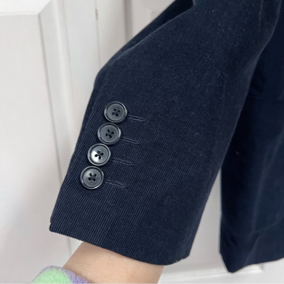 T Harris London Mens Jacket Size Large Corduroy Navy Blue with Emblem - Picture 8 of 12